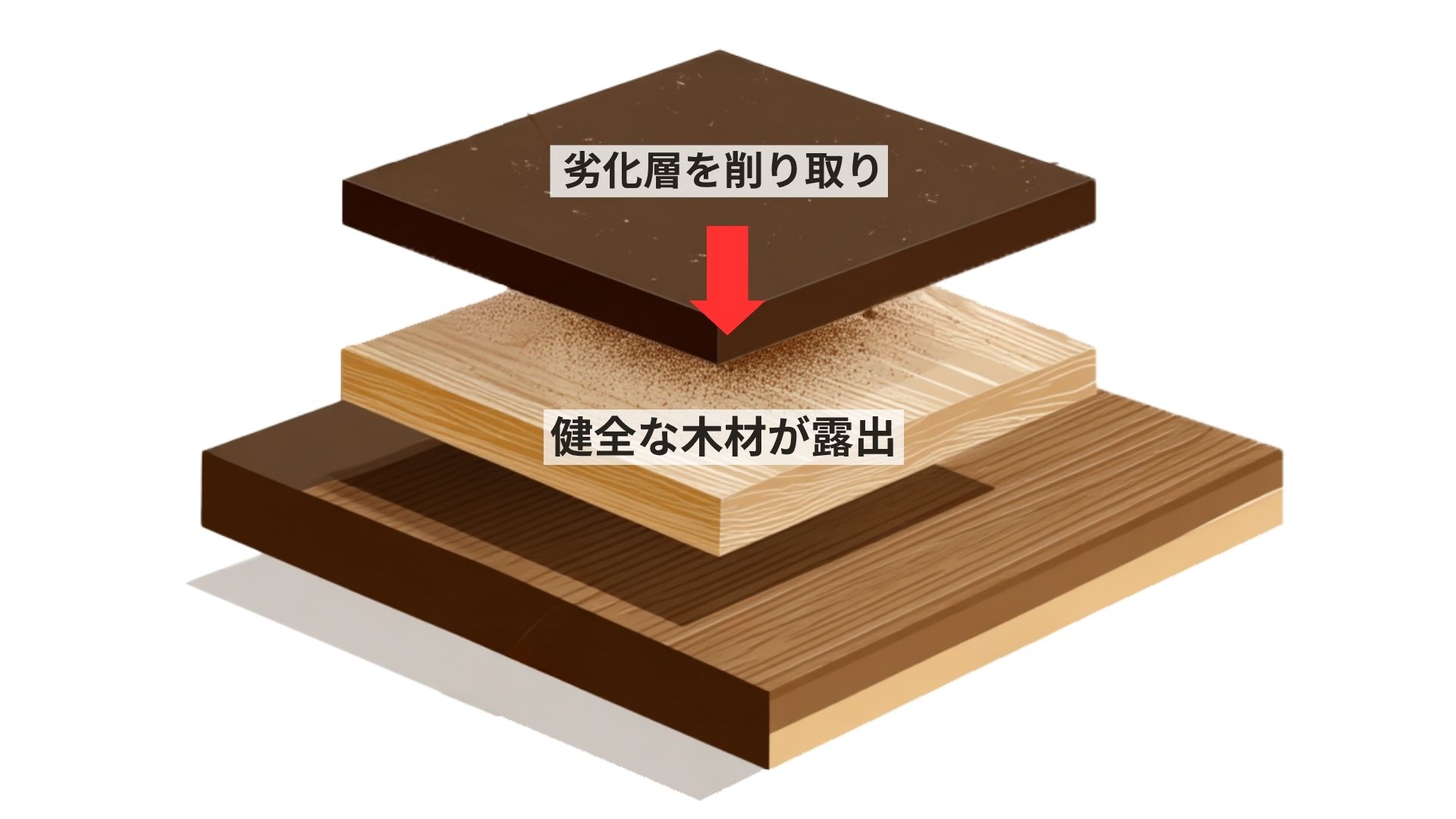 サンディング研磨工程の断面図
